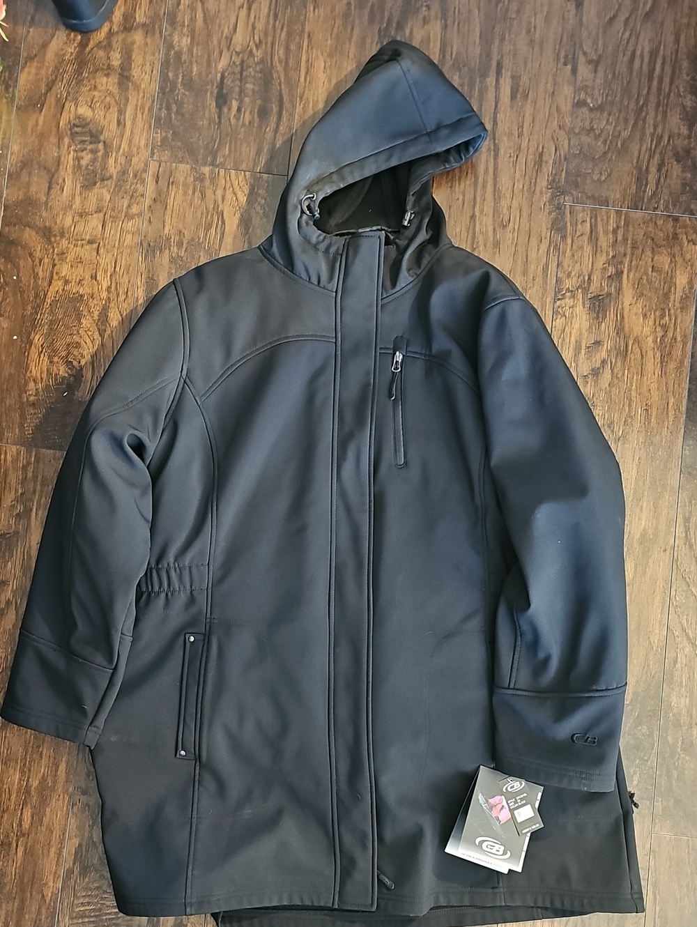 CB Sports Black Hooded Full Zip Coat W/ Pockets,Mid-Length 2XL NWT